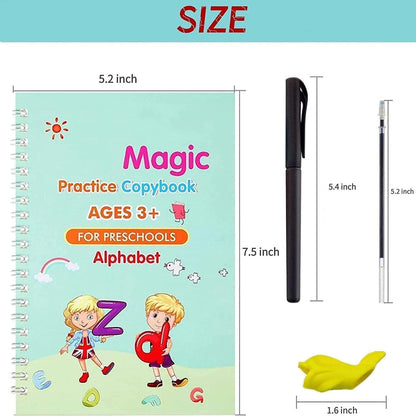 Magic Practice Book (4 Books+1 Pen+1 Grip) 10 Refills "FREE"