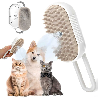 Steam Brush for Dogs & Cats – Gentle Grooming Made Easy!