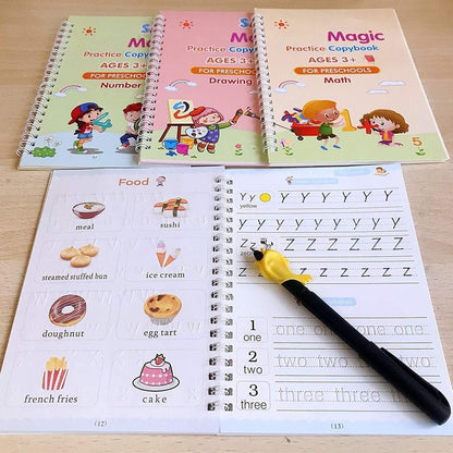 Magic Practice Book (4 Books+1 Pen+1 Grip) 10 Refills "FREE"