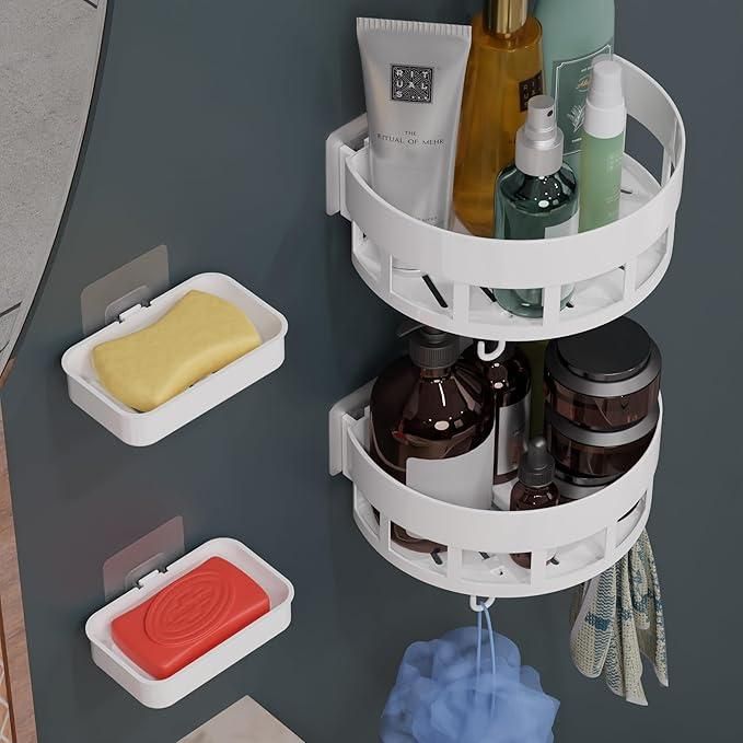 Bathroom Shelves with Hooks (Pack of 2)