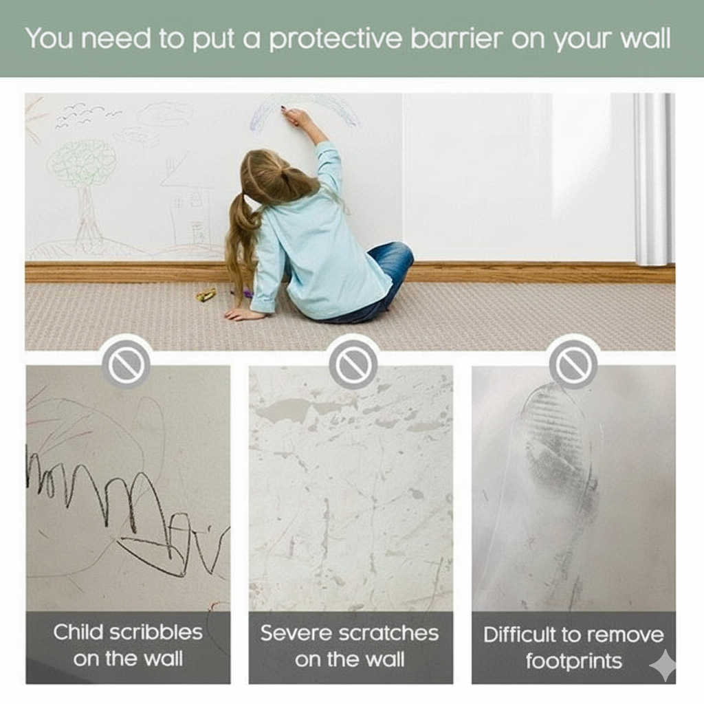 Self-Adhesive Transparent Wall Protection Film – Buy 1 Get 1 Free