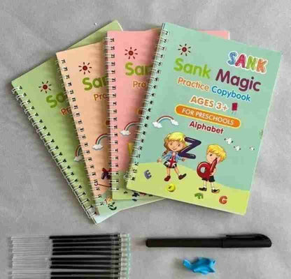 Magic Practice Book (4 Books+1 Pen+1 Grip) 10 Refills "FREE"